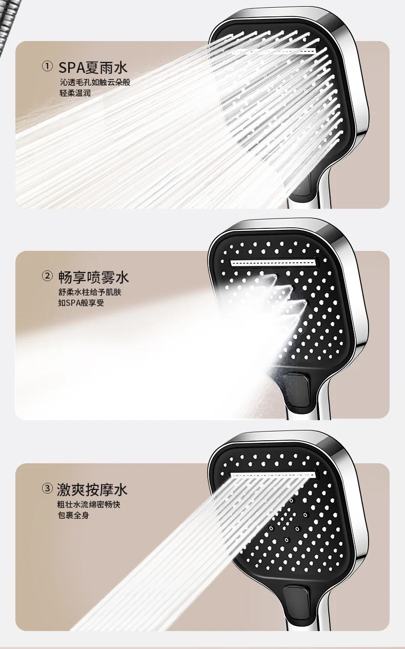 New 12CM Big Panel High Pressure Shower Head Turbo Replete for Shower 3 Molds Knobs Saving Shower Head Bathroom Accessories 3