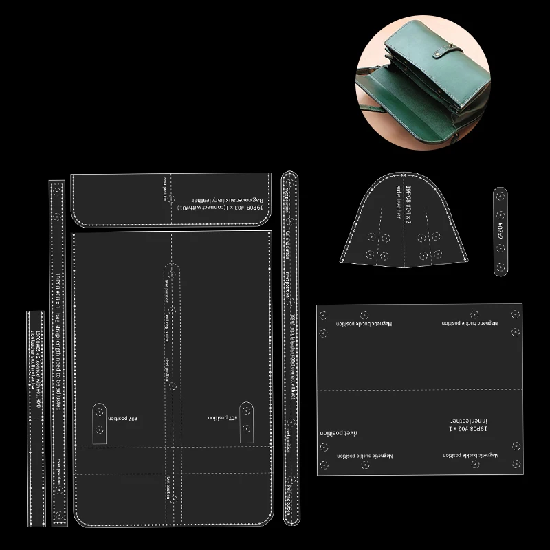 YOMDID 8pcs Cylinder Bag Handmade Acrylic Template DIY Crossbody Bag Mold Leather Stencils Handcraft Leather Supply Accessories