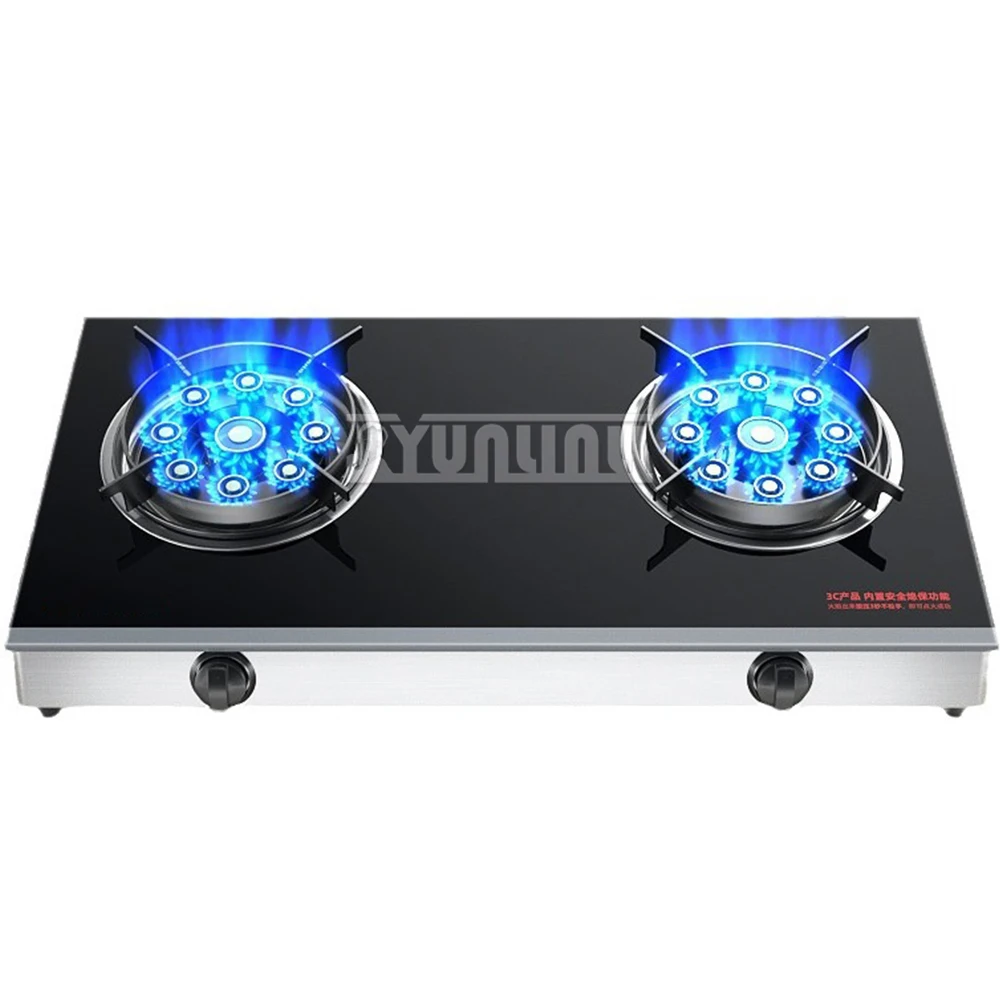 Fierce Fire Kitchen Gas Cooker Household Doube Cooktop Desktop Gas Stove Natural Liquefied Gas Timing Stove