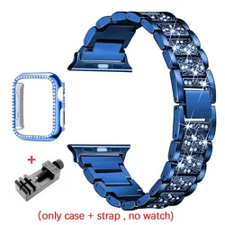 Elegant Women's Bracelet - Style Chain Strap with Metal Band - 42mm Series 10 (Blue)