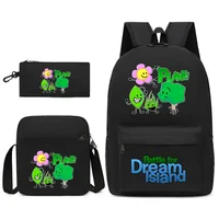 Dream Island Battle Canvas Three-Piece Set Backpack Fashionable Dual-Shoulder Bag from Mainland China Stylish Travel Gear