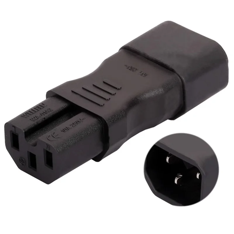 Negro IEC320 C14 macho a C15 hembra adaptador de corriente alterna enchufe C15 a C14 PDU UPS convertidor de corriente 10A 250V