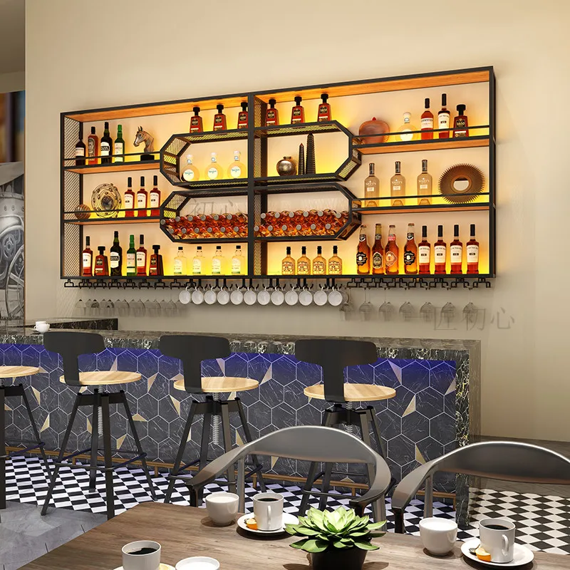 Customized bar, bar, wine rack, restaurant wall mounted wine cabinet display rack, hanging wall red wine rack, storage