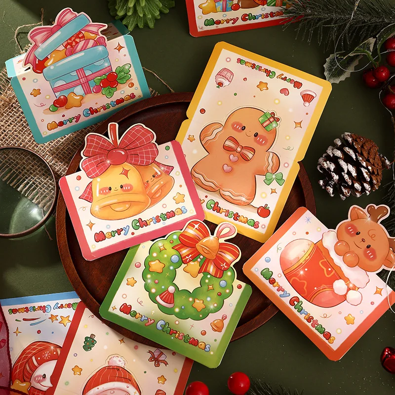 30pcs Retro Cartoon Christmas Cards 3D Stereo Greeting Cards Handwritten Xmas Eve Cards Holiday Decor Cards Festival Gifts - Image 3