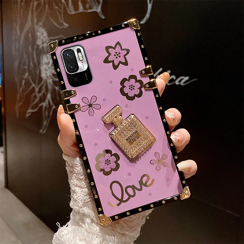 Husă de flacon de parfum cu diamante de lux pentru Xiaomi Redmi 9T 9A 9C NFC Note 8 9 10 11 Pro 9S 10S 11S pătrat de protecție pentru telefon C_voghion.com