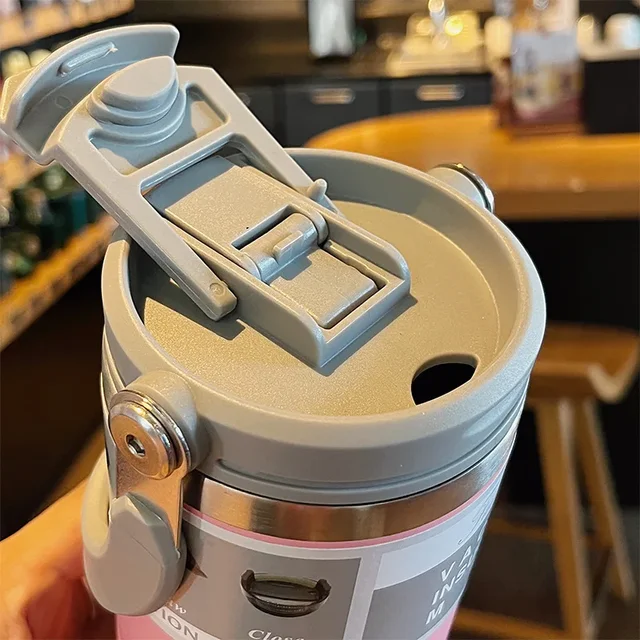 30oz Stainless Steel Straw Insulated Ice Cup Large Capacity Vacuum Flask Car Thermal Mug Tumbler Portable Insulated Coffee Cup 2