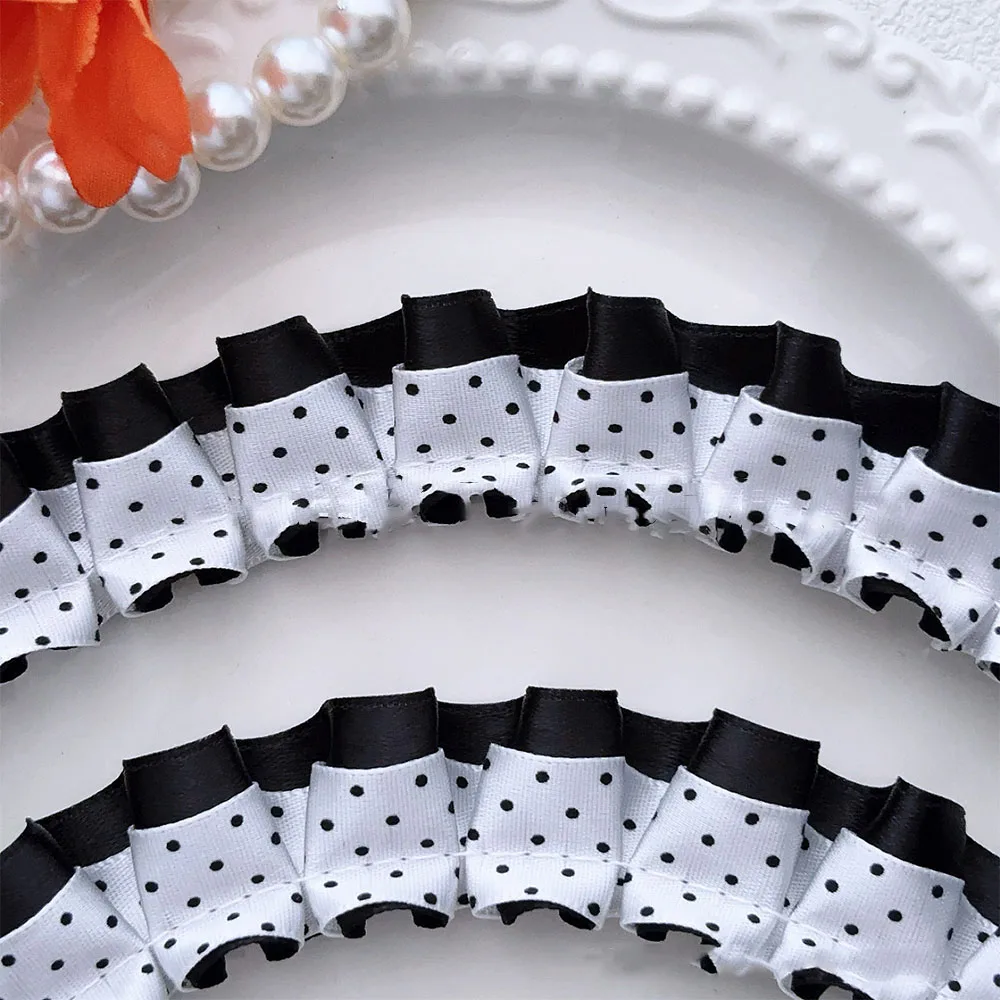 Ruffled Polka Dot Lace Trim for Custom Accessories and Adornments