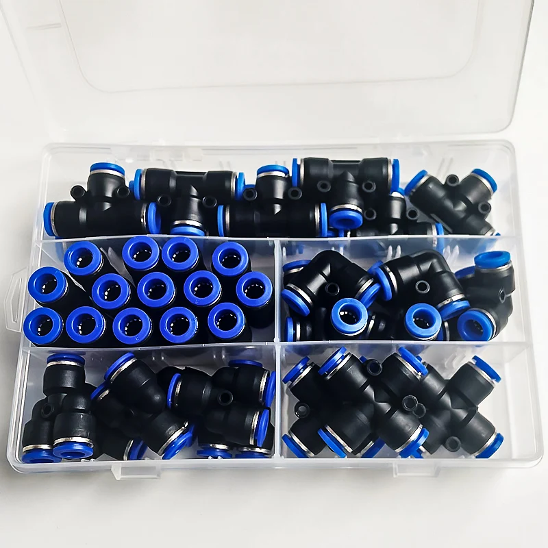 공압 커넥터 키트, 박스형 PU-8, PE-8, PZA-8, PY-8, PV-8, PG-8, PK-8, 8mm, 6mm, 호스 파이프 튜브, 공기 외경, 41 PCs