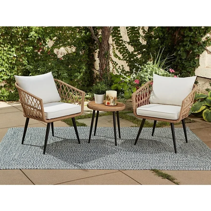 Living Piece Chat Set, Aluminum Frame Linen Cushions