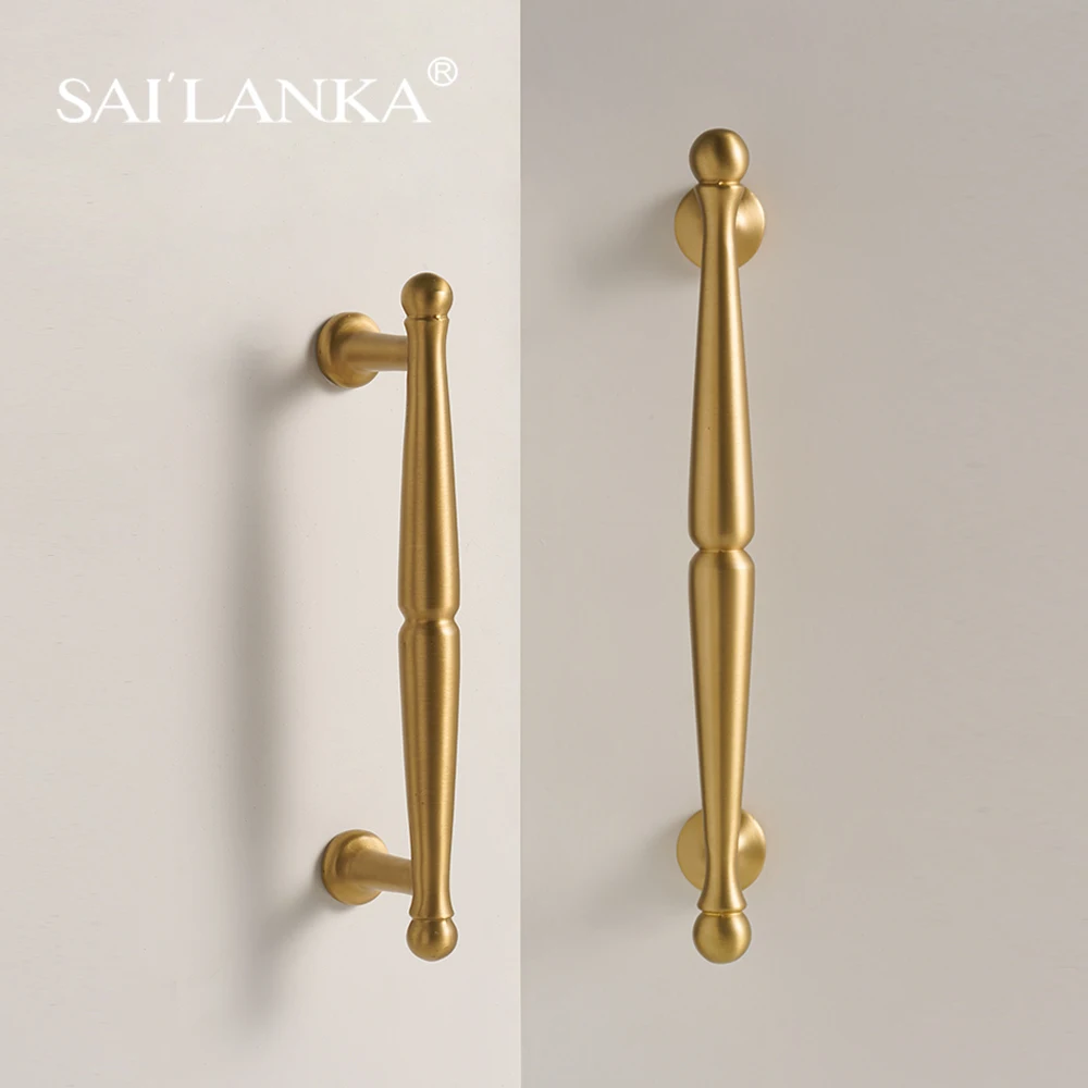 SAILANKA Brass Pulls Knobs Furniture Handles Modern Accessories, for Wardrobe Dresser Cupboard CabinetS Drawer Kitchen Bathroom