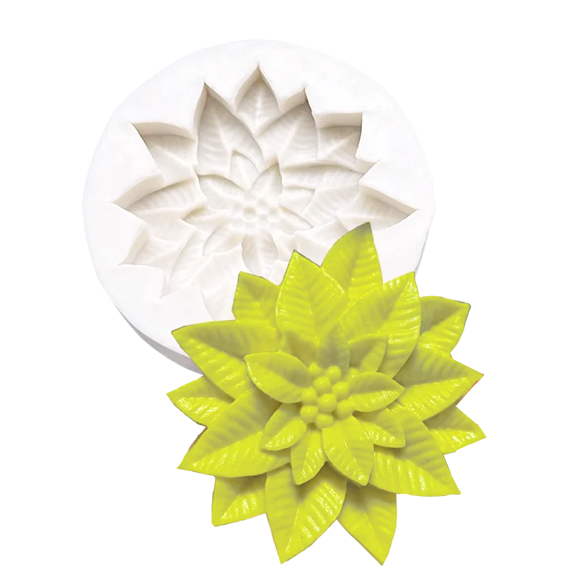 Moules Silicone Poinsettia Noël - Qualité Alimentaire Pour Gâteaux, Chocolats, Résine - Lot De 2 Tailles - 6