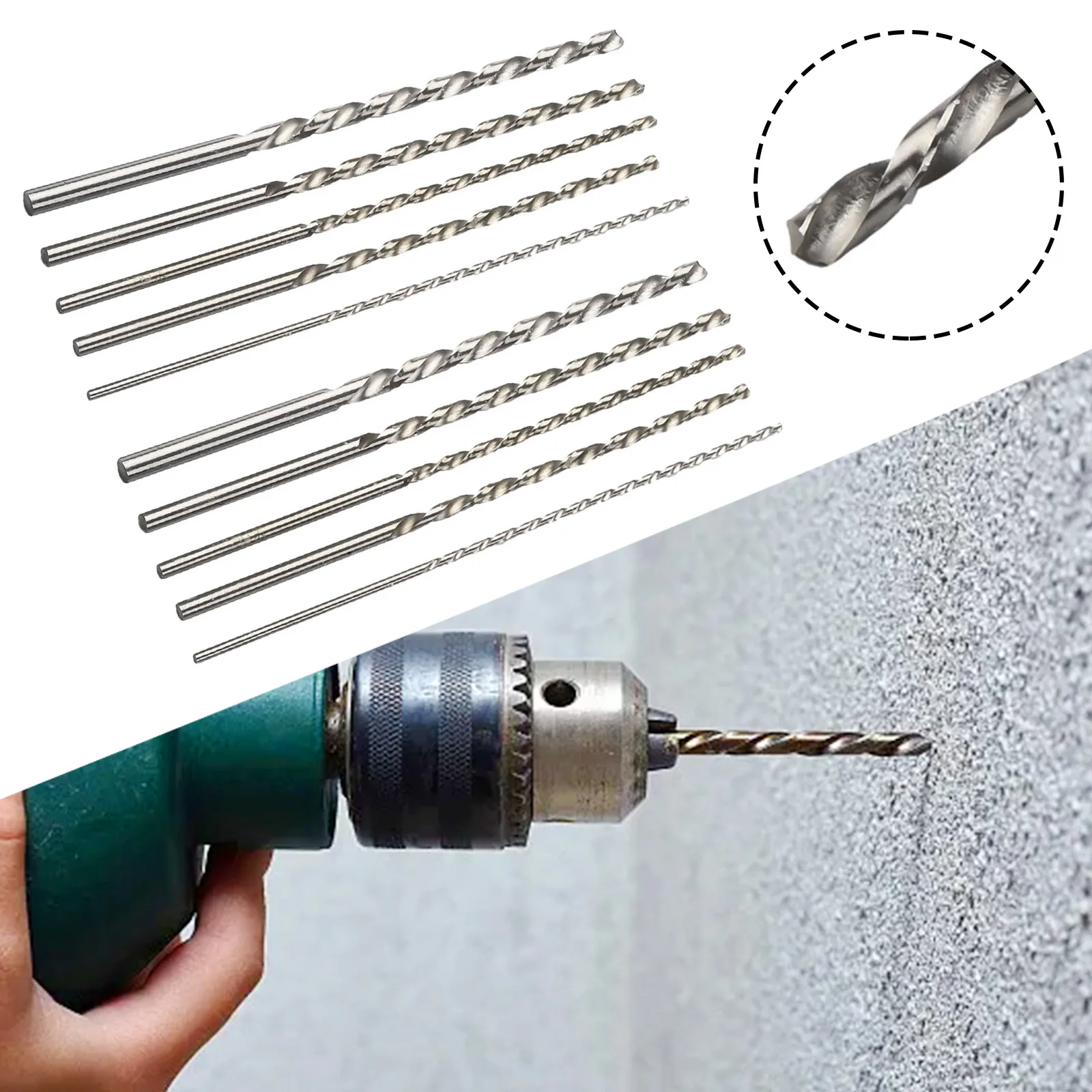 10Pcs Extra Long HSS High Speed Steel Drill Bit Set 2mm 3mm 3.5mm 4mm