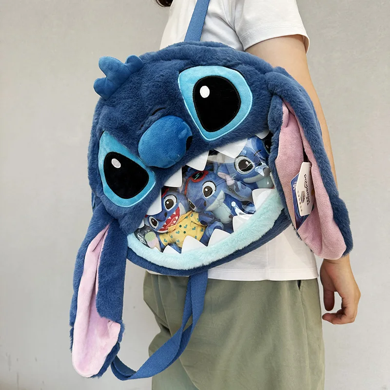 Anime Stitch Plush Backpack Cartoon Fashion 3D Women's Messenger Large Capacity Cute Children's Schoolbag Doll Loungefly Disney large capacity canvas backpack set travel backpack messenger bag schoolbag