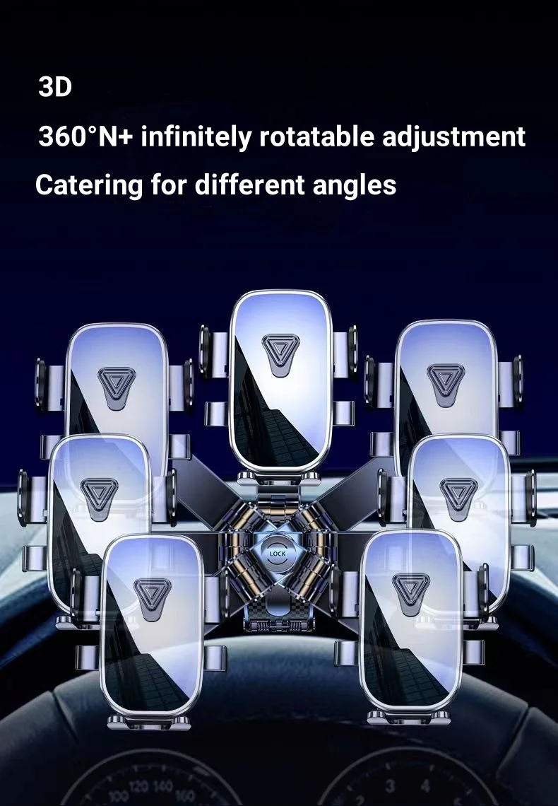 Car Dashboard Phone Holder Gravity Universal GPS Navigation Mount Crocodile Clip Automatic Locking Anti-shake Mirror Phone Stand