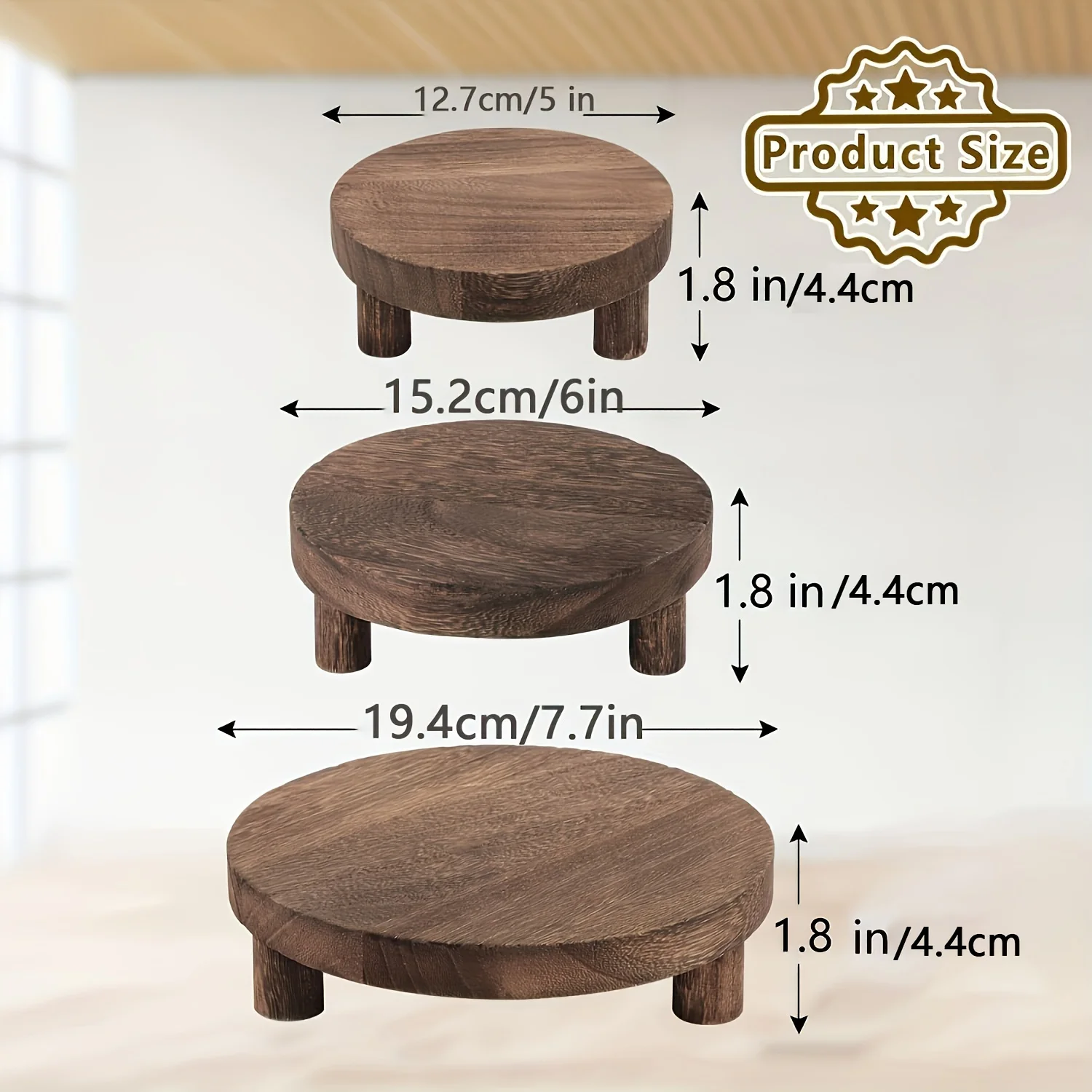 3pcs Wooden Display Riser For Display, Round Display Stand, Wood Riser Pedestal Stand For Home Decor And Organizer, Mother's Day 2
