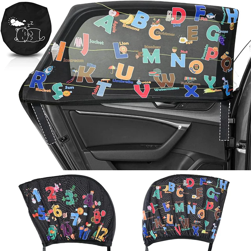 

Car Window Shade for Baby, 2-Pack Breathable Mesh Rear Window Screens, Universal Stretchable Sun Shades, Heat and UV Block, Priv