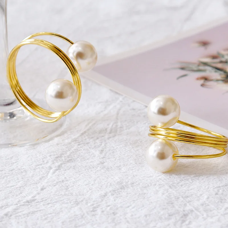 Napkin Ring Set Of 6 Napkin Rings Holder Beads Simple And Elegant For Wedding Decoration Dinner Parties Housewarming Gift Everyday Use