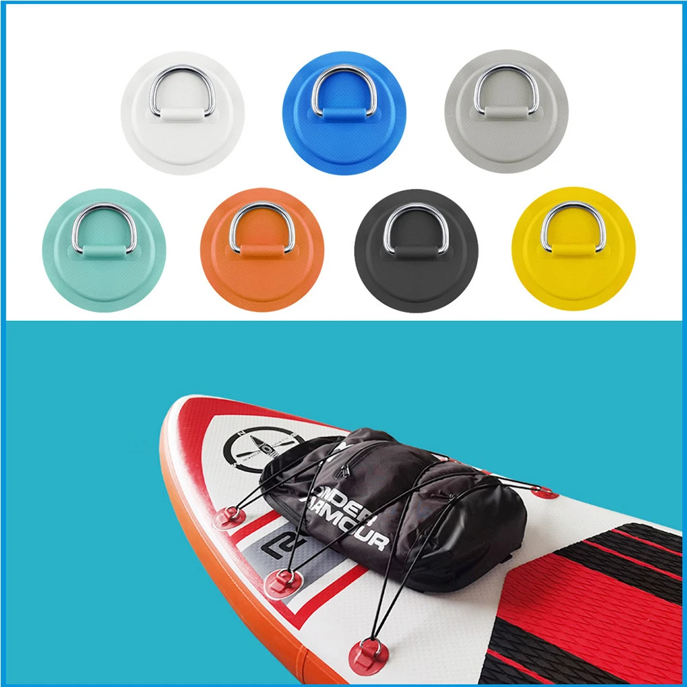 4pcs D Ring Pad PVC Patch Boat Deck Rigging with 2.5m Black Elastic Bungee Rope Inflatable Stand Up Paddle Board SUP Accessories
