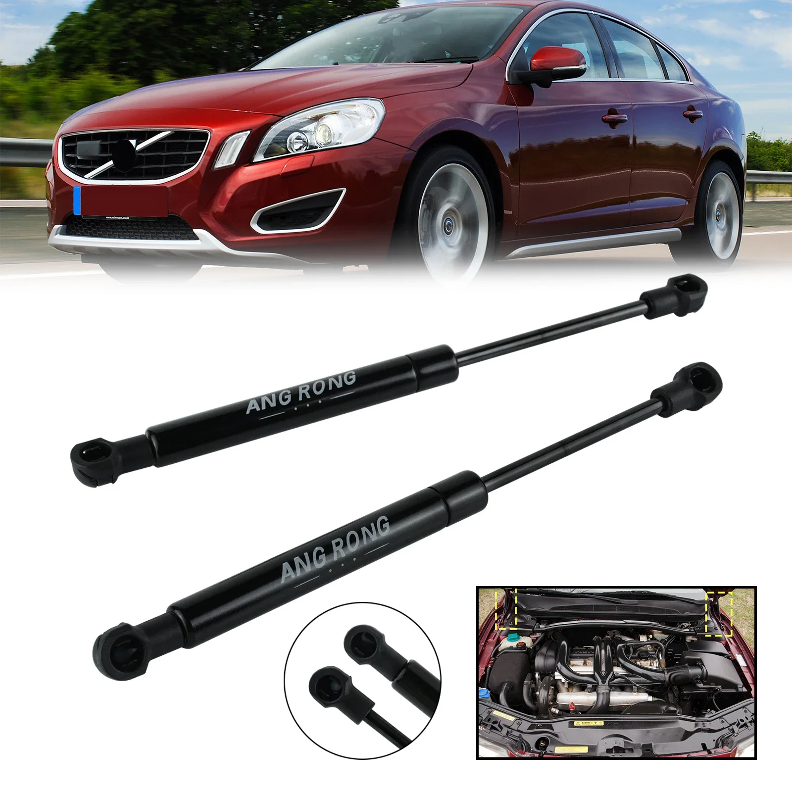 For Volvo S60 S80 I V70 XC70 II Front Bonnet Hood Gas Support Struts Lifter 400N front bonnet gas struts auto lift hydraulic rods