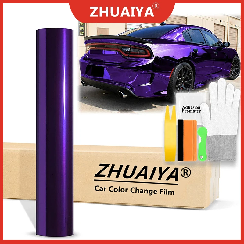 

Car Color Change Film (152cmx18m) Purple Supercast Chrome Vinyl Wrap Sticker Car Auto Vehicle Motorcycle DIY Decal ZHUAIYA