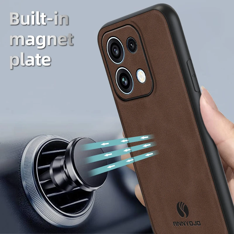 Leather Magnetic Shockproof Case - Elegant Back Cover