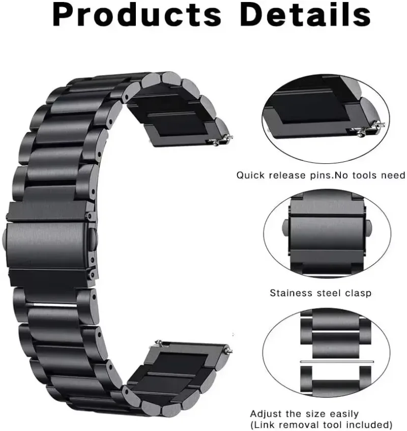Premium Metal Watch Strap – High-End Durable Wristband, 22/20/18mm
