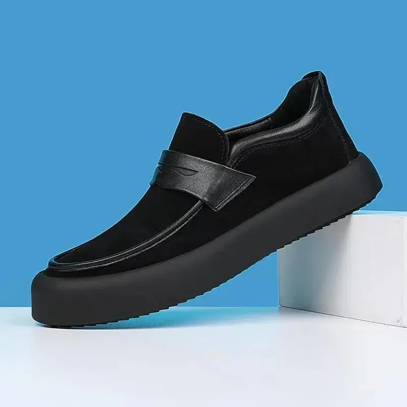 

Handmade Genuine Leather Men Casual Elevator Slip-on Shoes Platform Walking Sneakers Man Loafers Male Moccasins Driving Flats