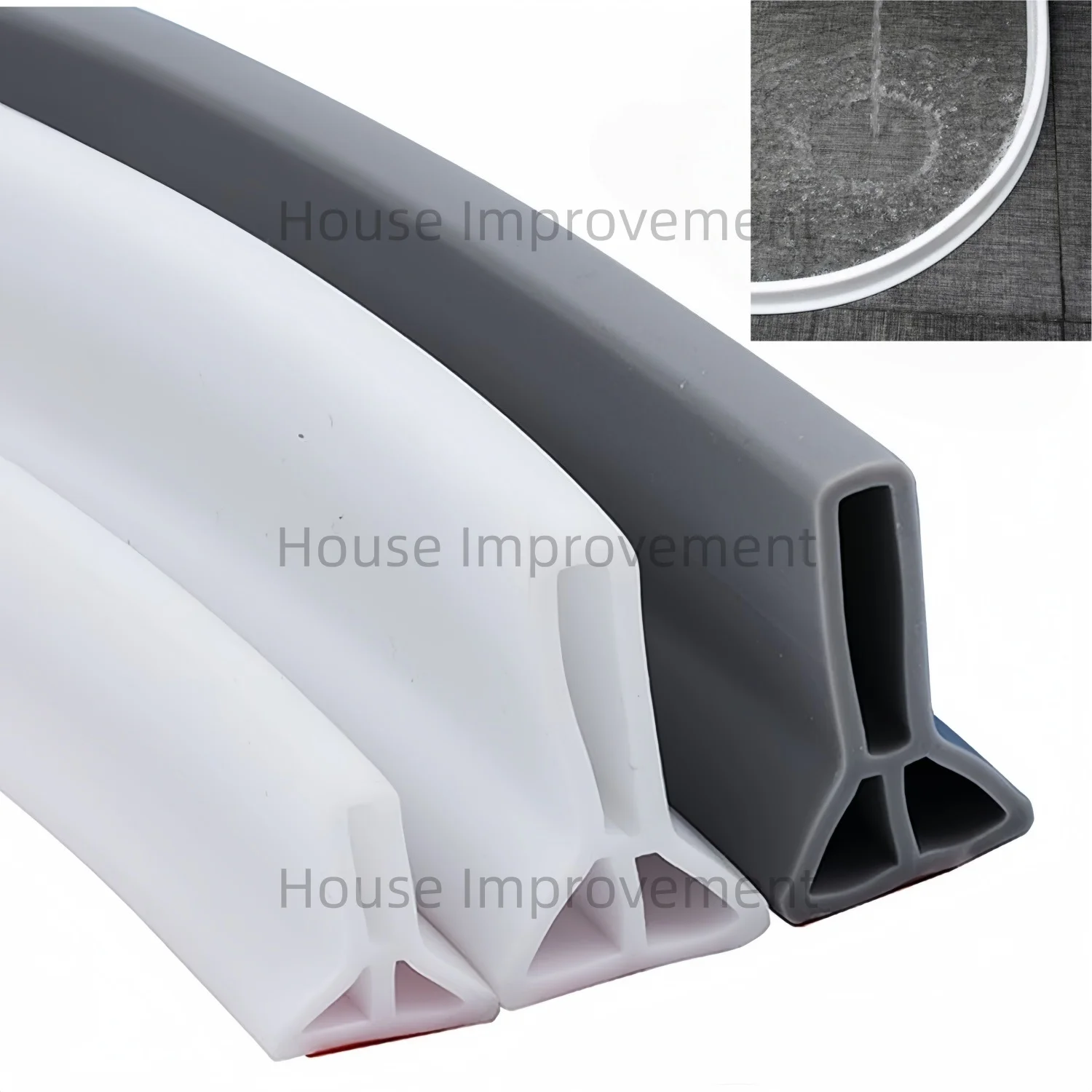ฝักบัวน้ําBarrierพับSelfกาวซิลิโคนStrip Trim Splash Guard Bendable Showerเกณฑ์น้ําBarrier 1