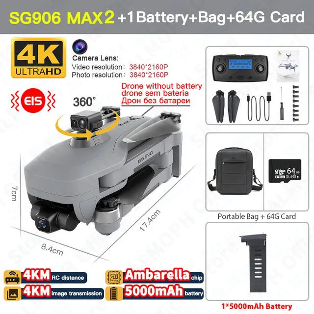 SG906 MAX 1 / Pro 2 Professional FPV 4K Camera Drone with 3-Axis