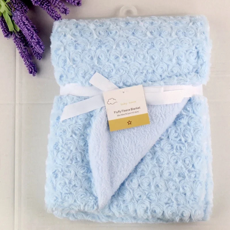 Baby Blanket Newborn Soft Rose Fleece Fluffy Baby Swaddle Wrap Thick Warm Newborn Baby Boys Girls Bedding Blanket Kids Blankets 4