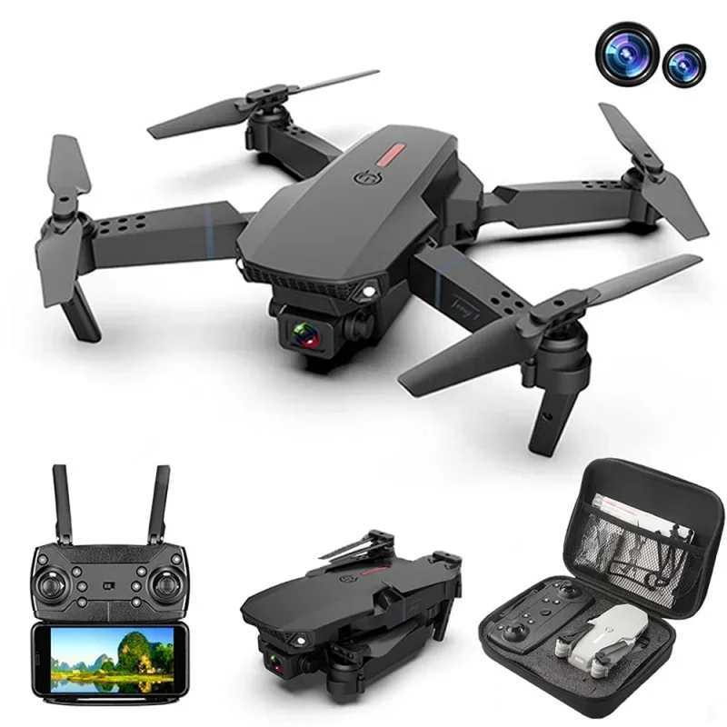 

Cheap Beginner Dron 13 Minutes 6 Axis WiFi Flight Controller LED Dual Camera 4K Video VTOL E88 Pro RC Drones