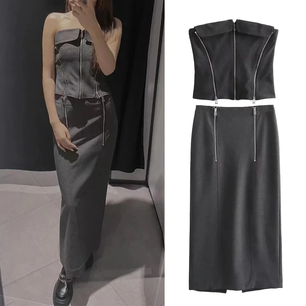 

Юбка-карандаш с завышенной талией, на молнии, средней длины