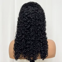 Double dessiné 250% densité Ombre 18 pouces vague d'eau bouclés perruques de cheveux humains 13x4 Transparent dentelle frontale perruque de cheveux pour les femmes 2