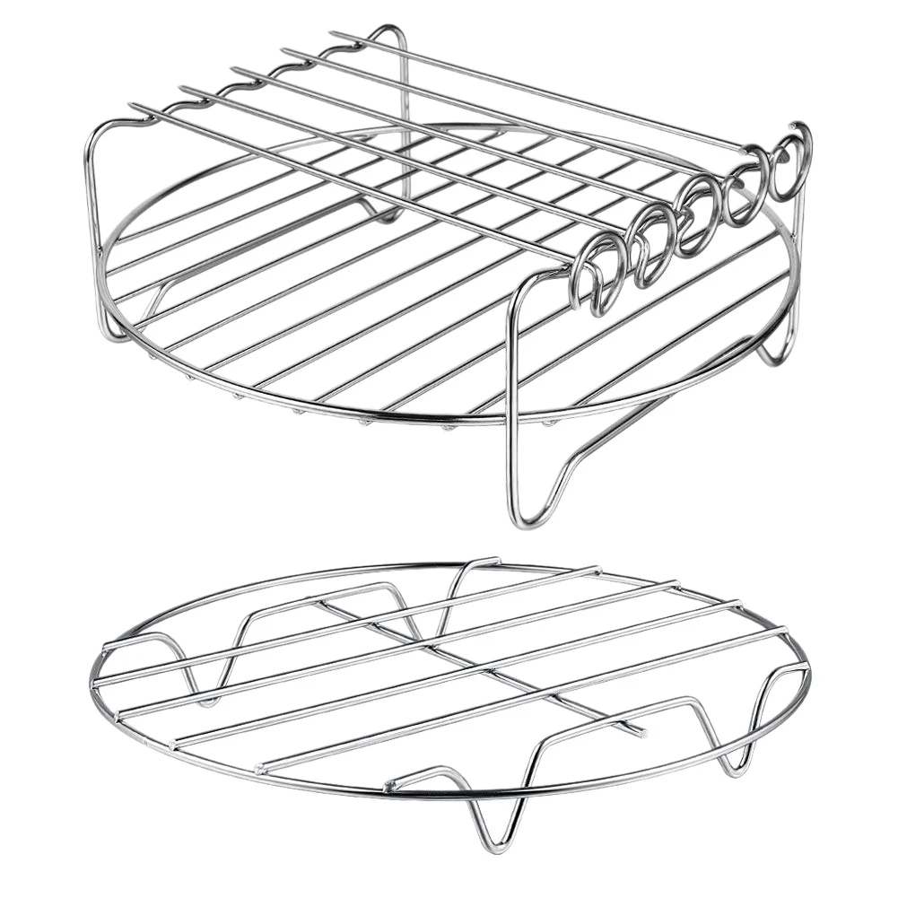 2 Pcs Air Fryer Accessories Air Fryer Rack Set Multi-Purpose Double Layer Rack with Skewer for XL Power Airfryer Philips HOT