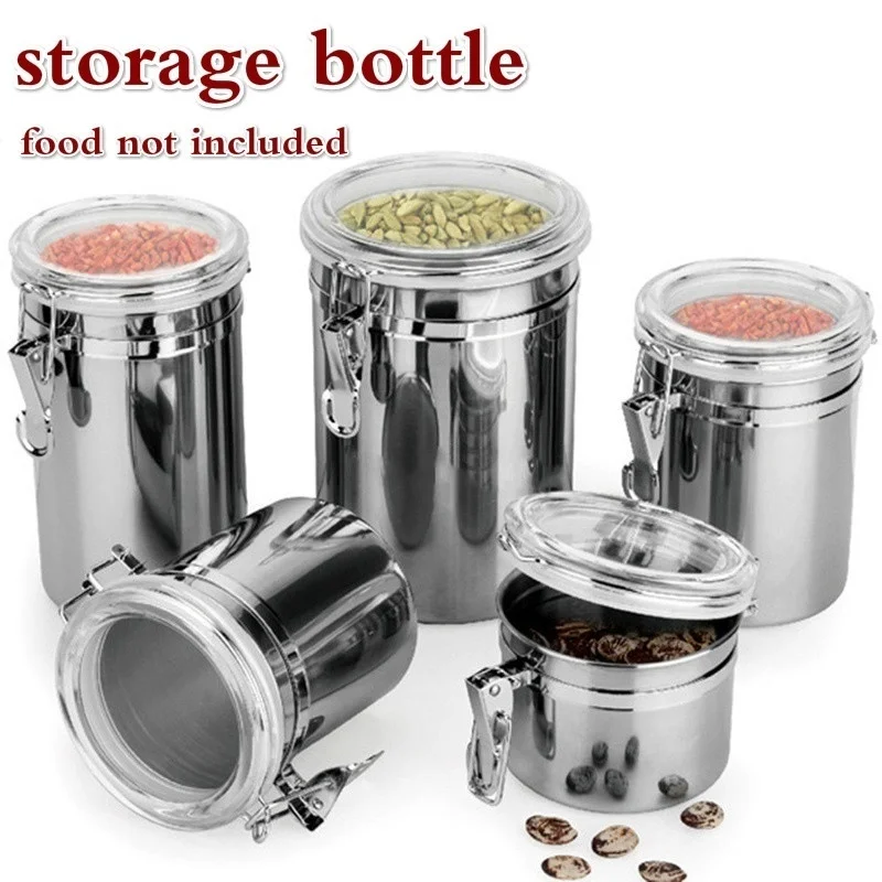 Stainless Steel Storage Bottle Coffee Powder Sugar Container Airtight Can Holder 1 Pcs