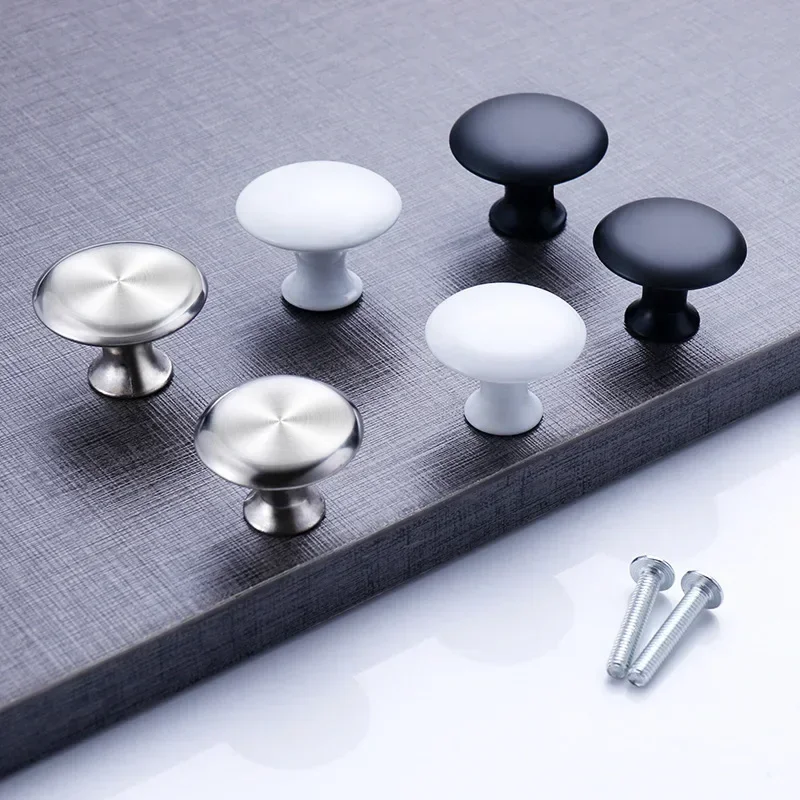 Furniture Handles Single Hole Mushroom Type Clothes Door Cabinet Pulls Round Stainless Steel Drawer