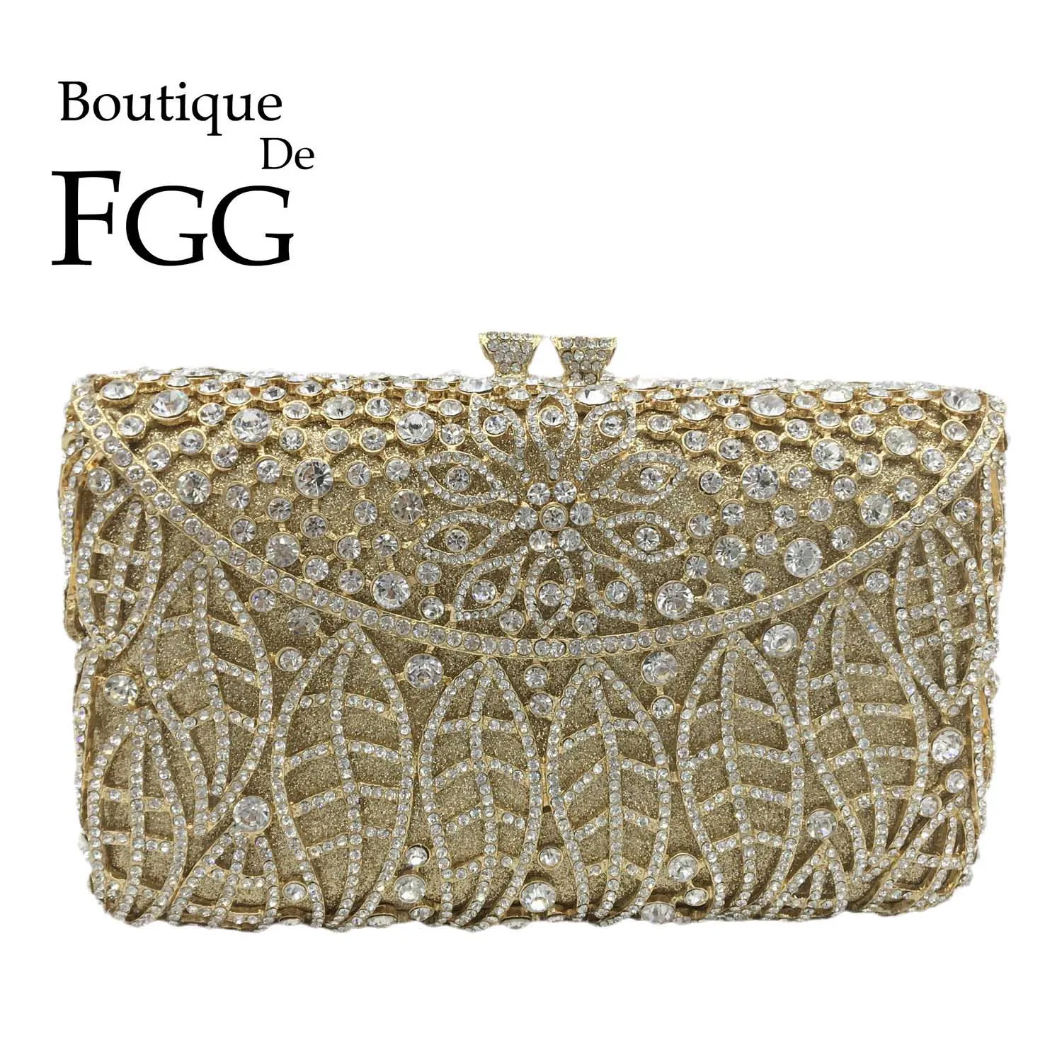 Boutique De Fgg Bling Crystal Clutch Bags Flower Evening Bags And Clutches For Women Formal