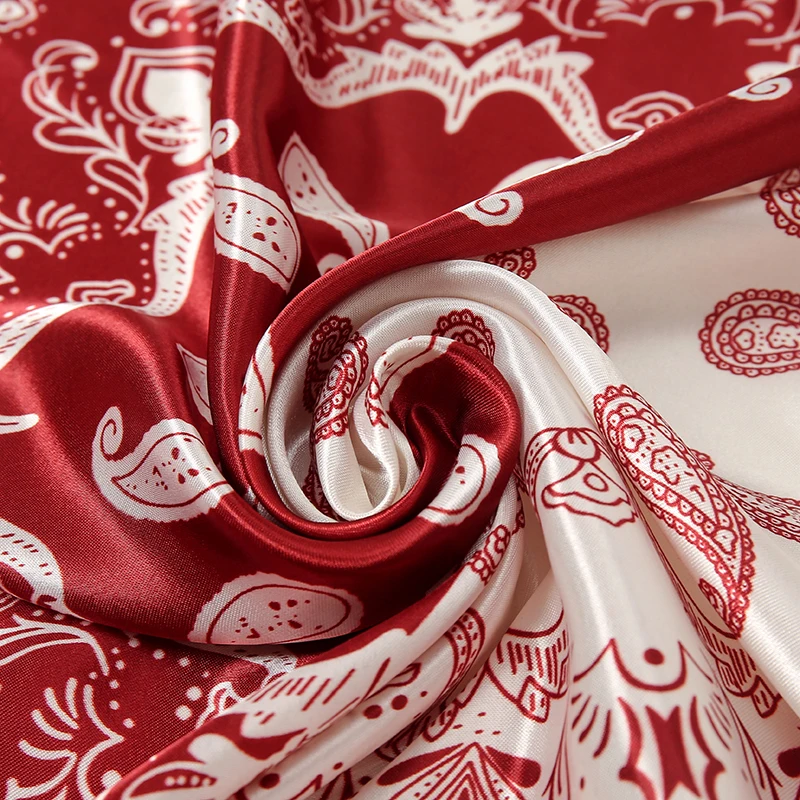 90*90CM Quadratische Seidenschals für Damen, Hijab-Tücher, Modische Paisley-Druck Kopftücher, Damen-Kopftuch, Foulard, Bandana, Strand-Kopftuch – Detail 4