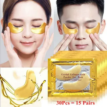 15 pairs 뷰티 한국어 화장품 24 k 골드 크리스탈 콜라겐 아이 마스크 시트 마스크 다크 서클 여드름 아이 패치 for 아이 스킨 케어