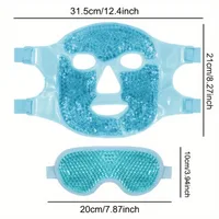 Cooling Ice Face Eye Mask for Reducing Puffiness, ,Hot/Cold Pack with Soft Plush Backing (Blue(1* Eye Mask+1*Face Mask)) 2