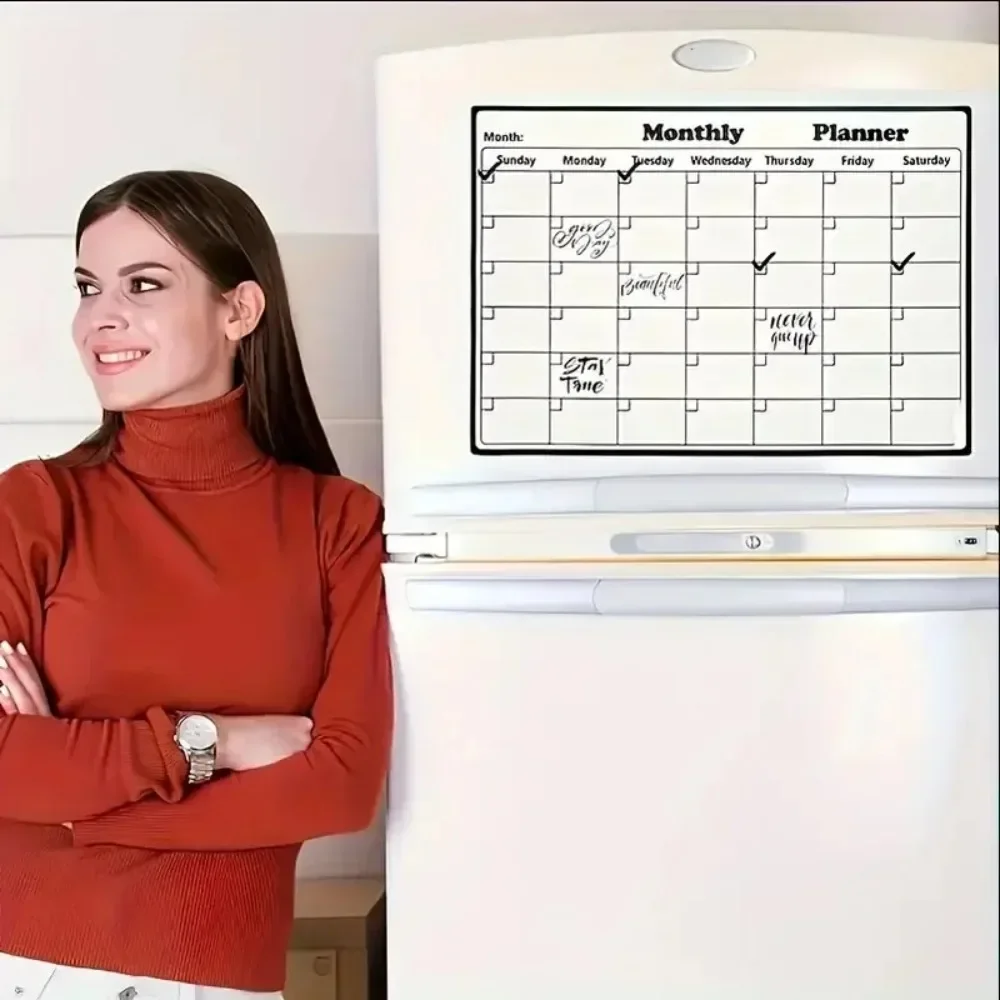 Magnetic Refrigerator Dry Erase Calendar Monthly Planner Whiteboard Record Message Board Memo Pad Fridge Magnets
