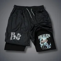 Summer 2-in-1 Shorts Letter Print Double Layer Shorts Gothic Casual Short Pants Summer Y2k Short Pant Running Shorts for Men 1