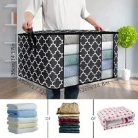 1pc Visible Window Wardrobe Storage Bag, Moisture-proof Cotton Quilt Storage And Finishing Bag, Clothing Moving Bag 2