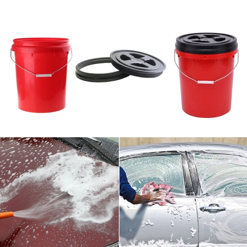 Car Wash Bucket Seat-Mounted Car Cleaning Bucket with/without Lid Movable Wash for Washing