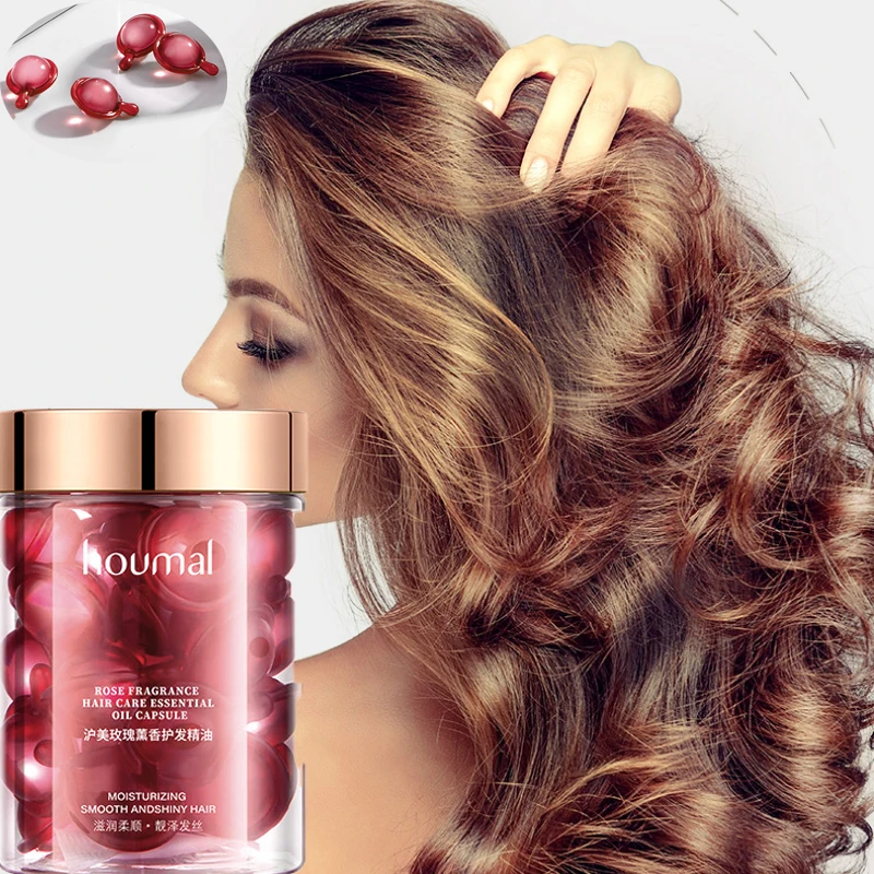 Hair Vitamin Capsule Rose Essential Oil Capsules Supple Dry Hair Keratin Plant Complex Oil Dry Damaged Hair Repair Female Care Products