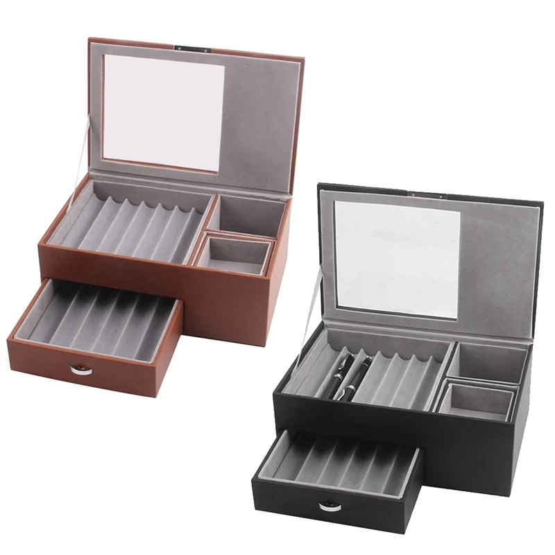

1 Piece 13 Grid Wooden Pen Display Storage Box Transparent Window Stationery Case Pen-Collection A