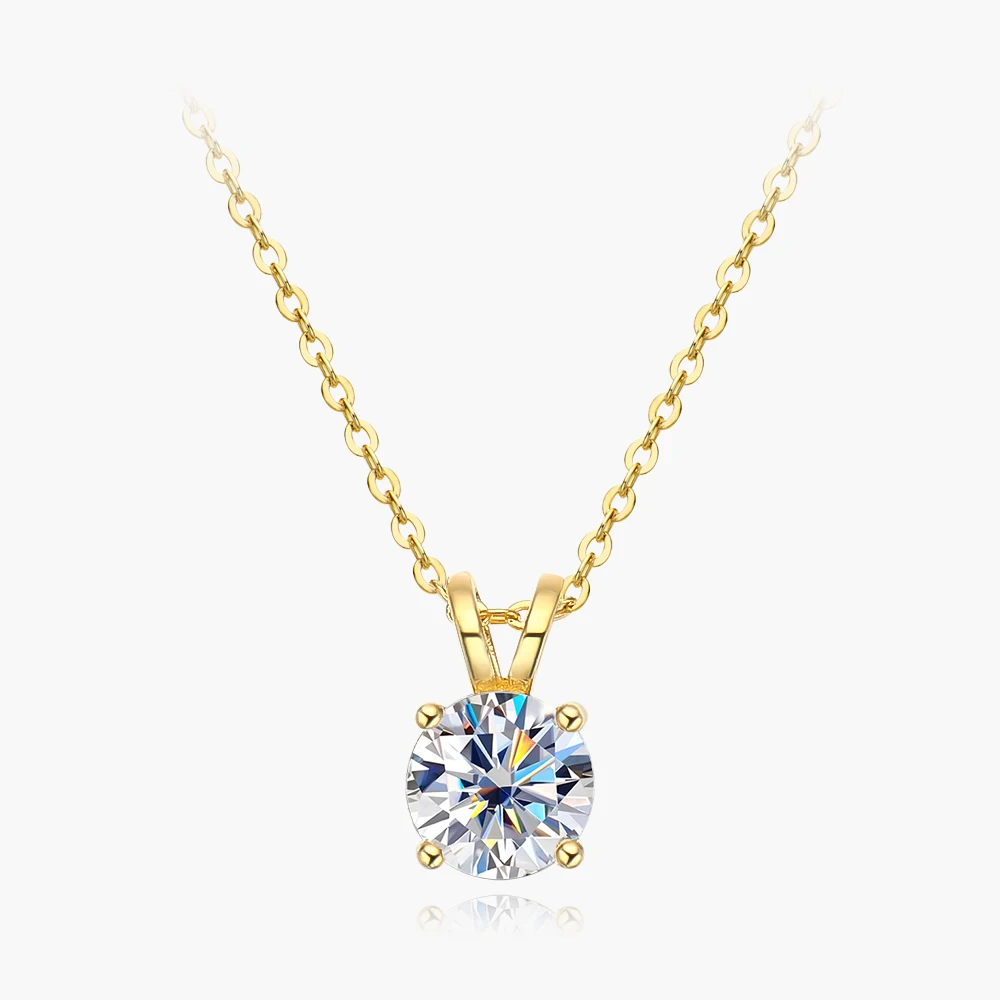 OEVAS Real 1 Carat D Color Moissanite Pendant For Women 18K Gold Plated 100% 925 Sterling Silver Wedding Party Fine Jewelry Gift