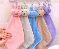 New Coral Velvet Hand Towel Cartoon Animal Rabbit Kitchen Hanging Bath Wipe Towel Washcloths Kids Handkerchief 1