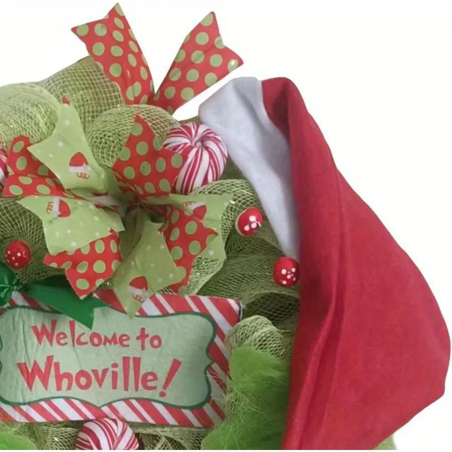 Christmas Wreath Elf Legs Welcome Sign Hanging Front Door Indoor Outdoor Home Decoration
