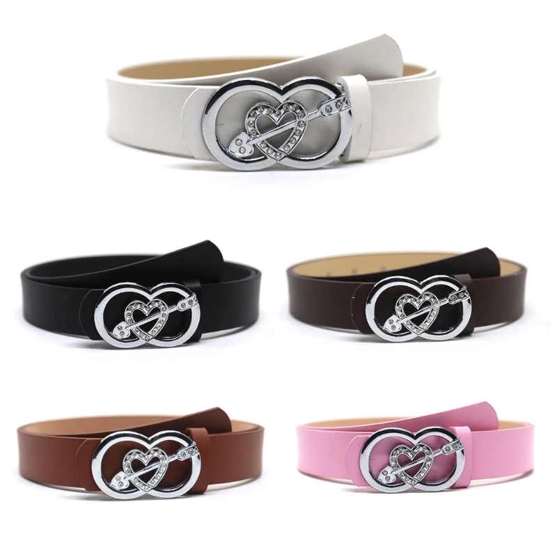 

Shinning PU Belt with Buckle Woman Girl Decorative Belt for Skirt